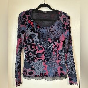 90s Y2K Mesh Long Sleeve Top Medium